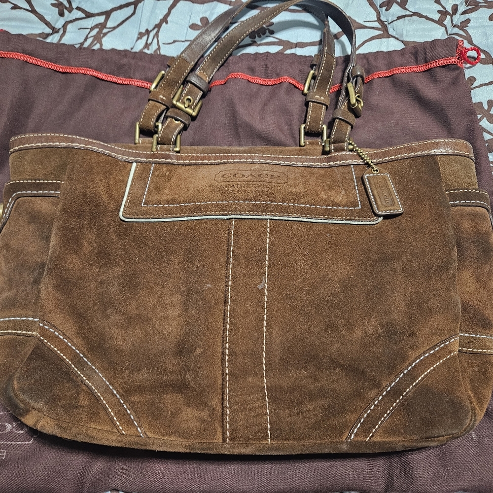 Coach Brown Suede Shoulder Bag - Picture 4 of 4